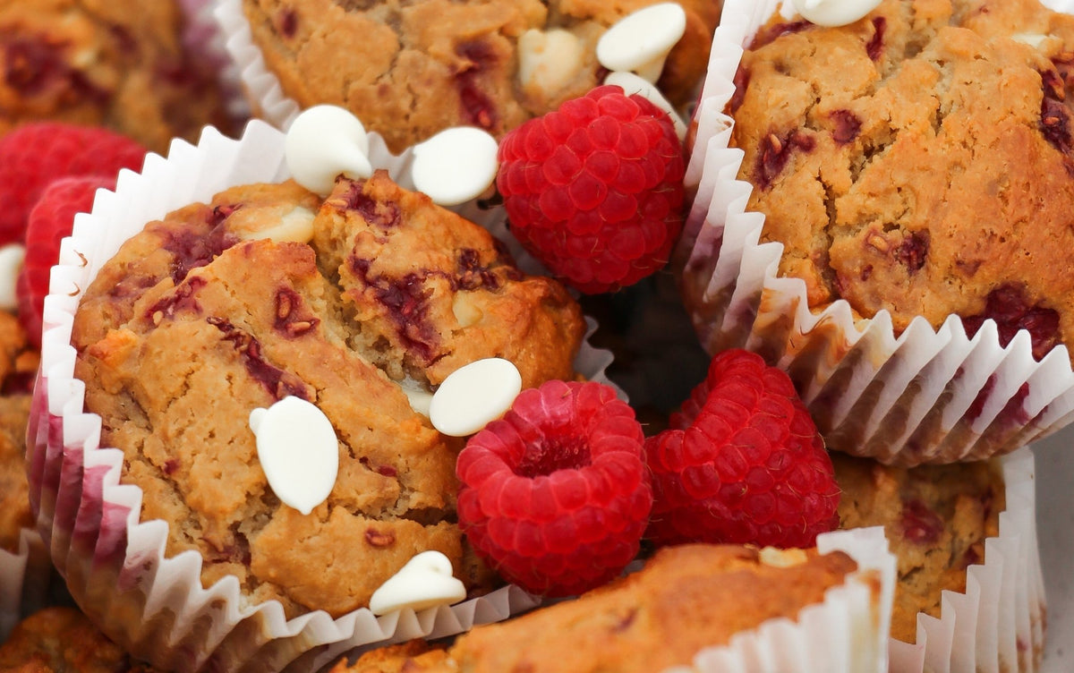 White Choc Raspberry Muffins - TRANSFORM by Fitaz