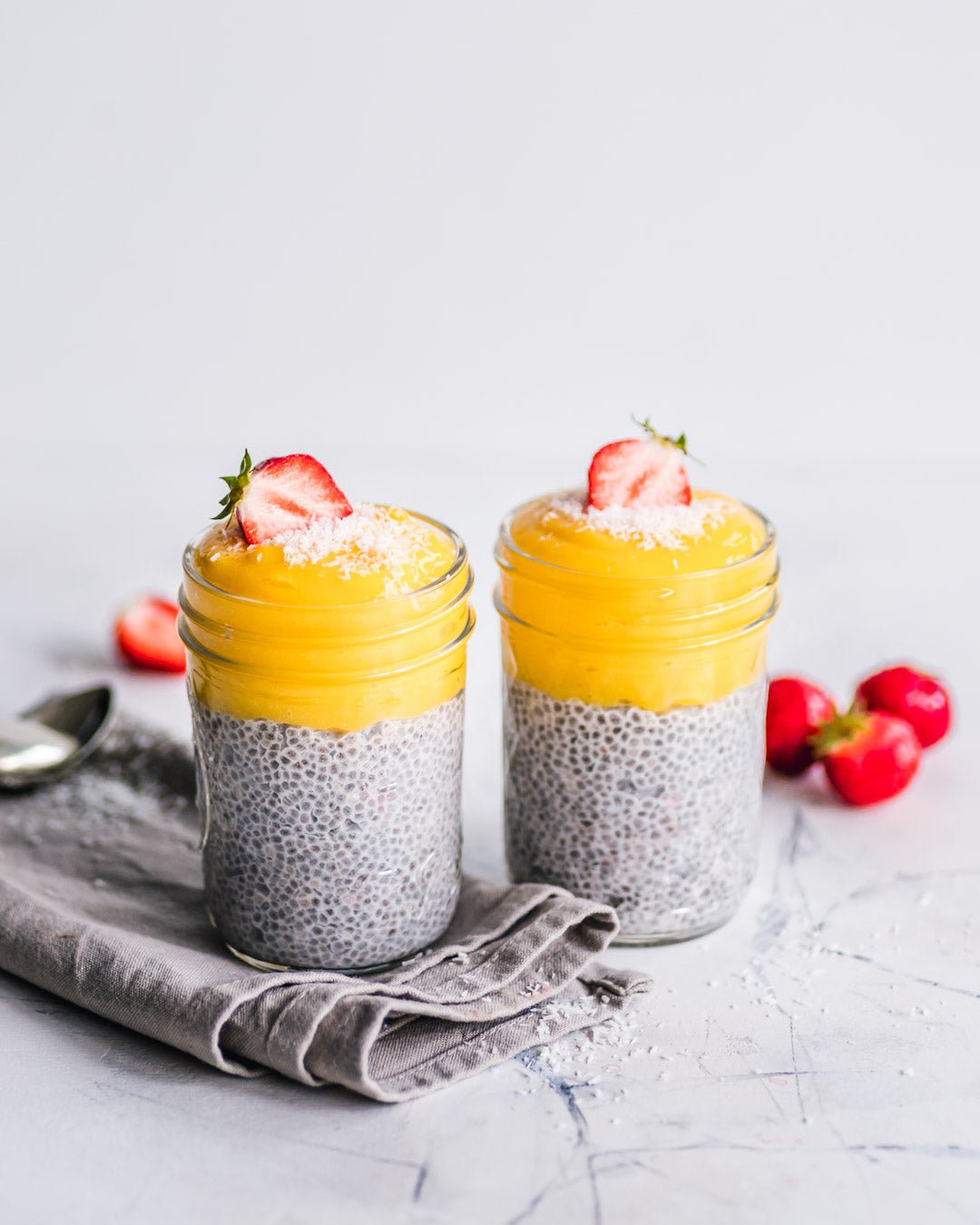 Creamy Coconut Chia Pudding With Mango Puree