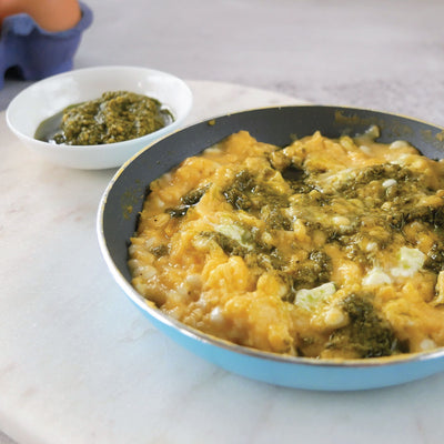 Fuel Your Progress: Pesto Cheesy Eggs for a Protein-Packed Post-Workout Snack