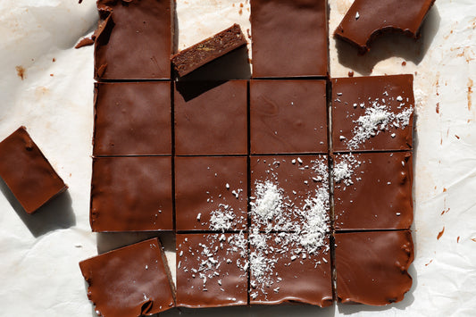 Chocolate Weet-Bix Slice cut into squares