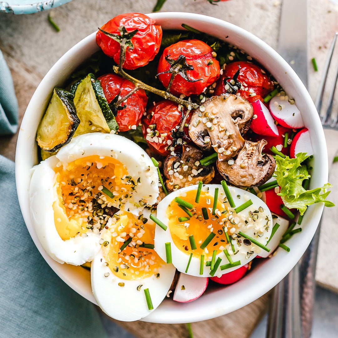 Roasted Veggie Breakfast Salad w/ Boiled Eggs - TRANSFORM by Fitaz