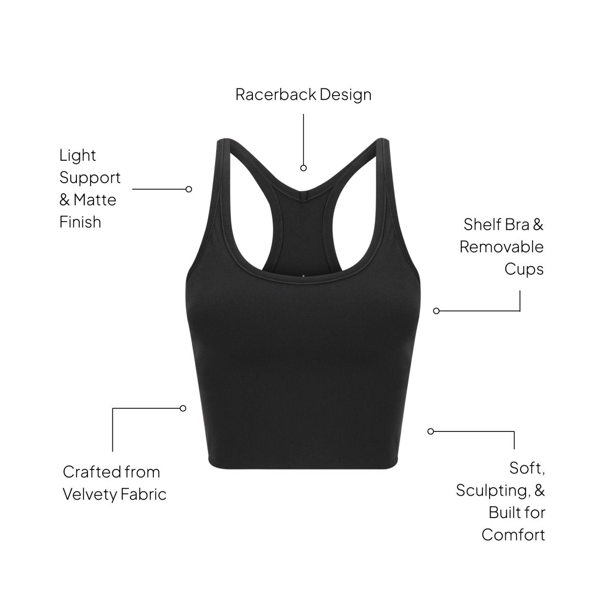 Elevate Racer Back Crop Black - TRANSFORM by Fitaz